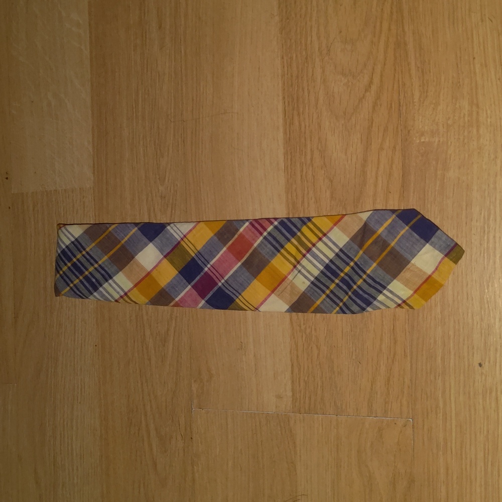 Vintage Sims Ltd 100% Linen Hand Made Tie Plaid